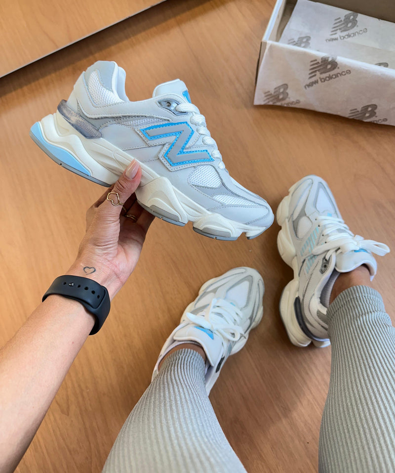 Nb 9060 Branco Cinza Detalhe Azul