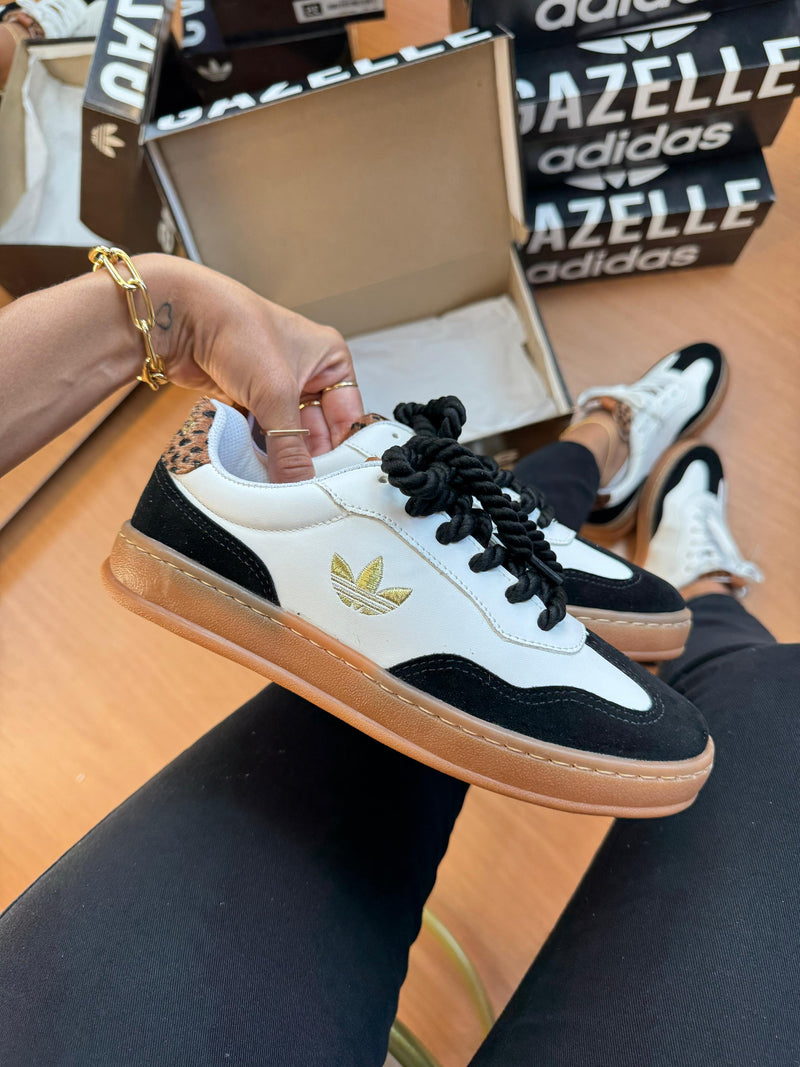 Ad Gazelle Collor Branco/Animal Print Cacau