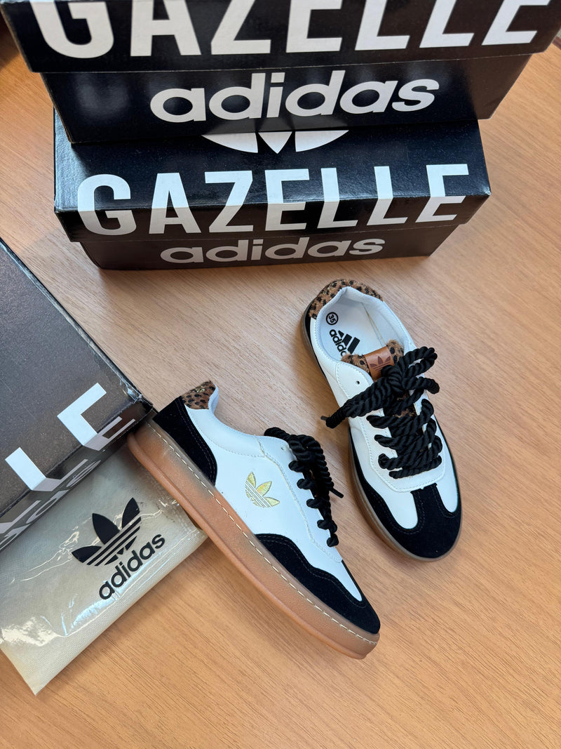 Ad Gazelle Collor Branco/Animal Print Cacau