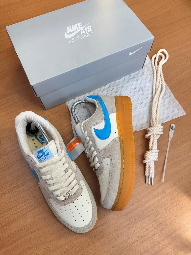 Nk Air Force F1 Couro Prime Bco/Azul