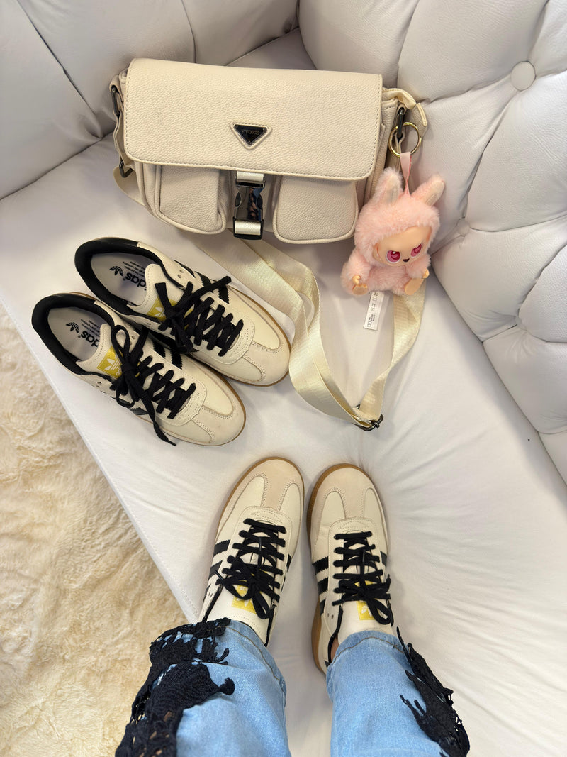 Ad Samba Couro Off White/Preto