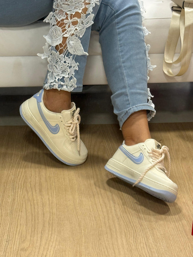 Nk Air Force GS Prime Off White/Blue