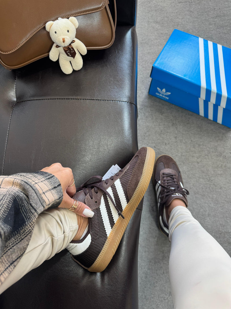 Ad Samba OG Carbono Tricô Couro Chocolate