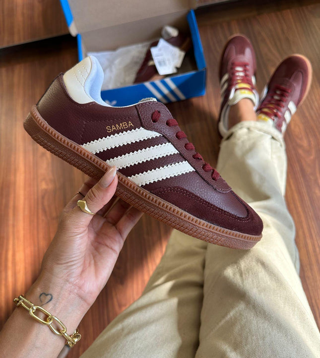 Ad Samba OG Couro Bordô