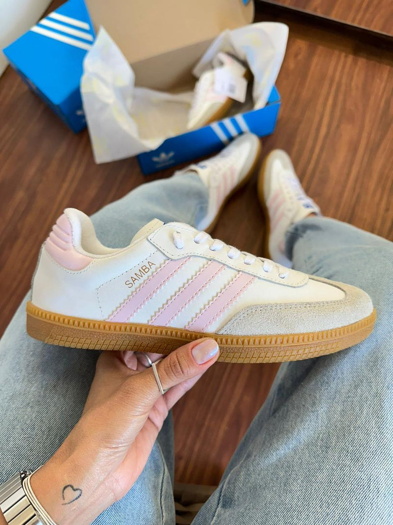 Ad Samba Couro Bco/Rosa