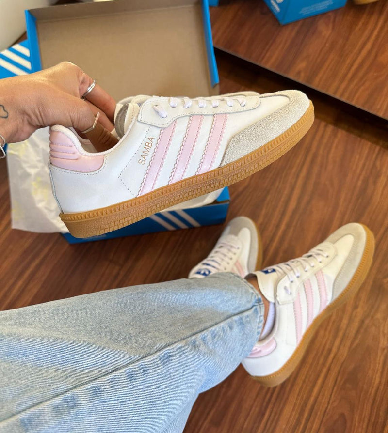 Ad Samba Couro Bco/Rosa