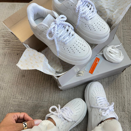 Nk Air Force Branco Cadarço Trançado